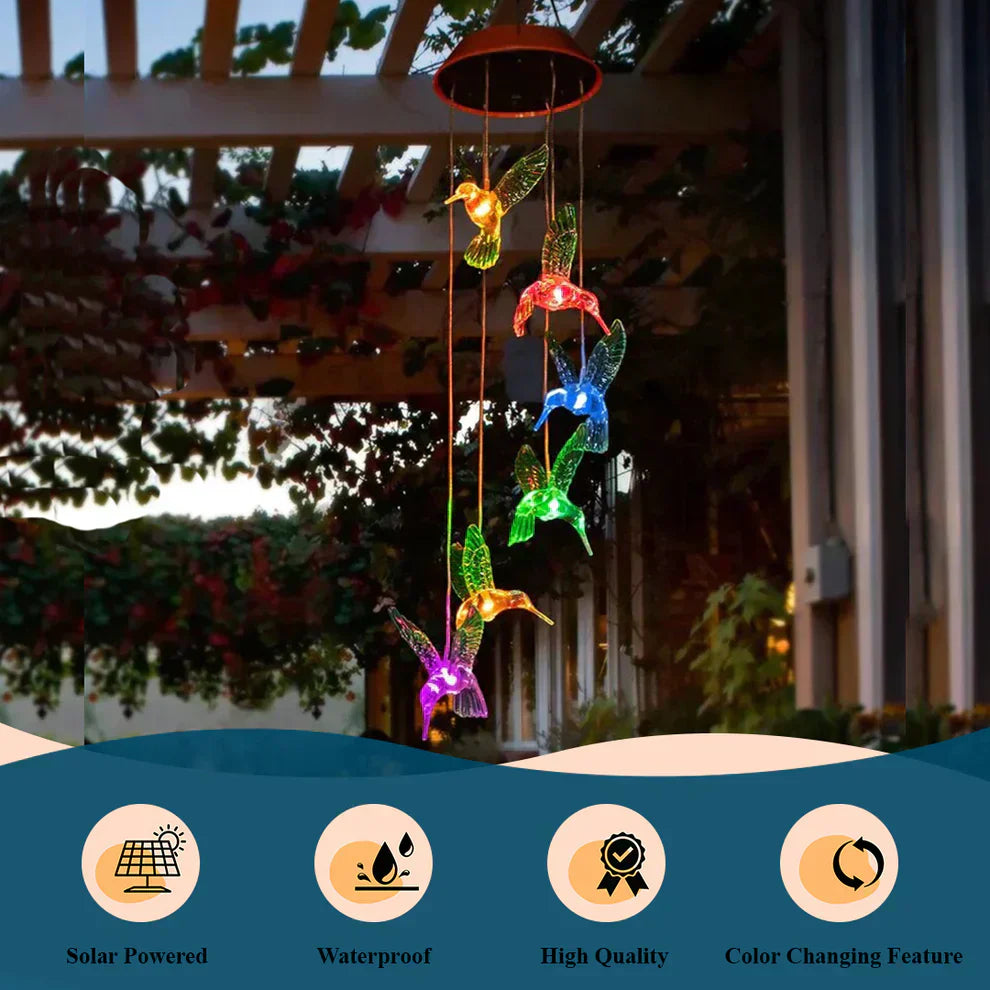 Solar Hanging Hummingbirds Chime
