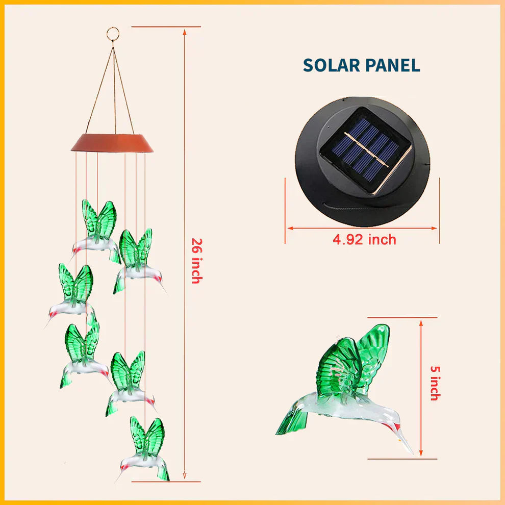 Solar Hanging Hummingbirds Chime
