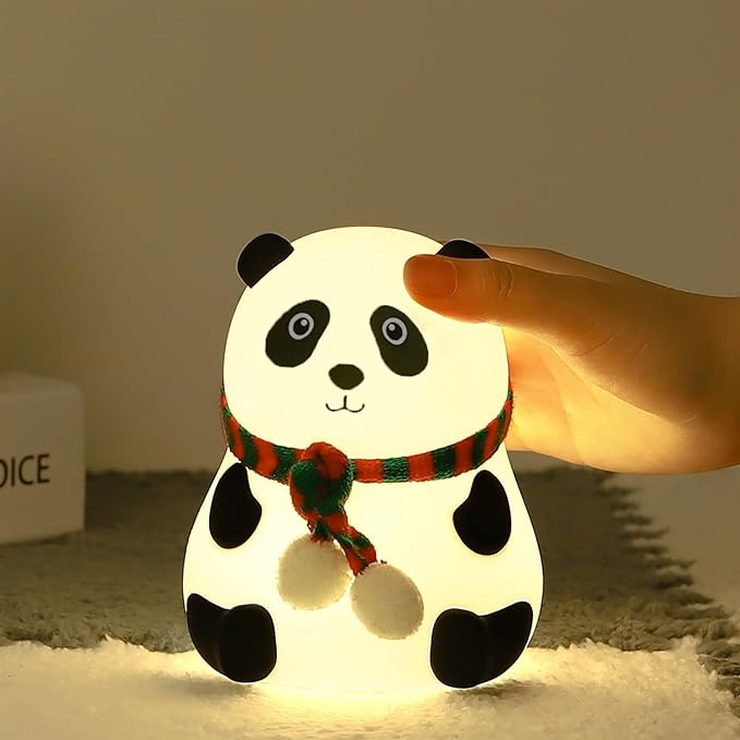 Cute Panda Night Light for Kids, 7-Color Changing Lamp