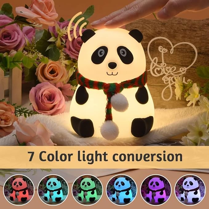 Cute Panda Night Light for Kids, 7-Color Changing Lamp