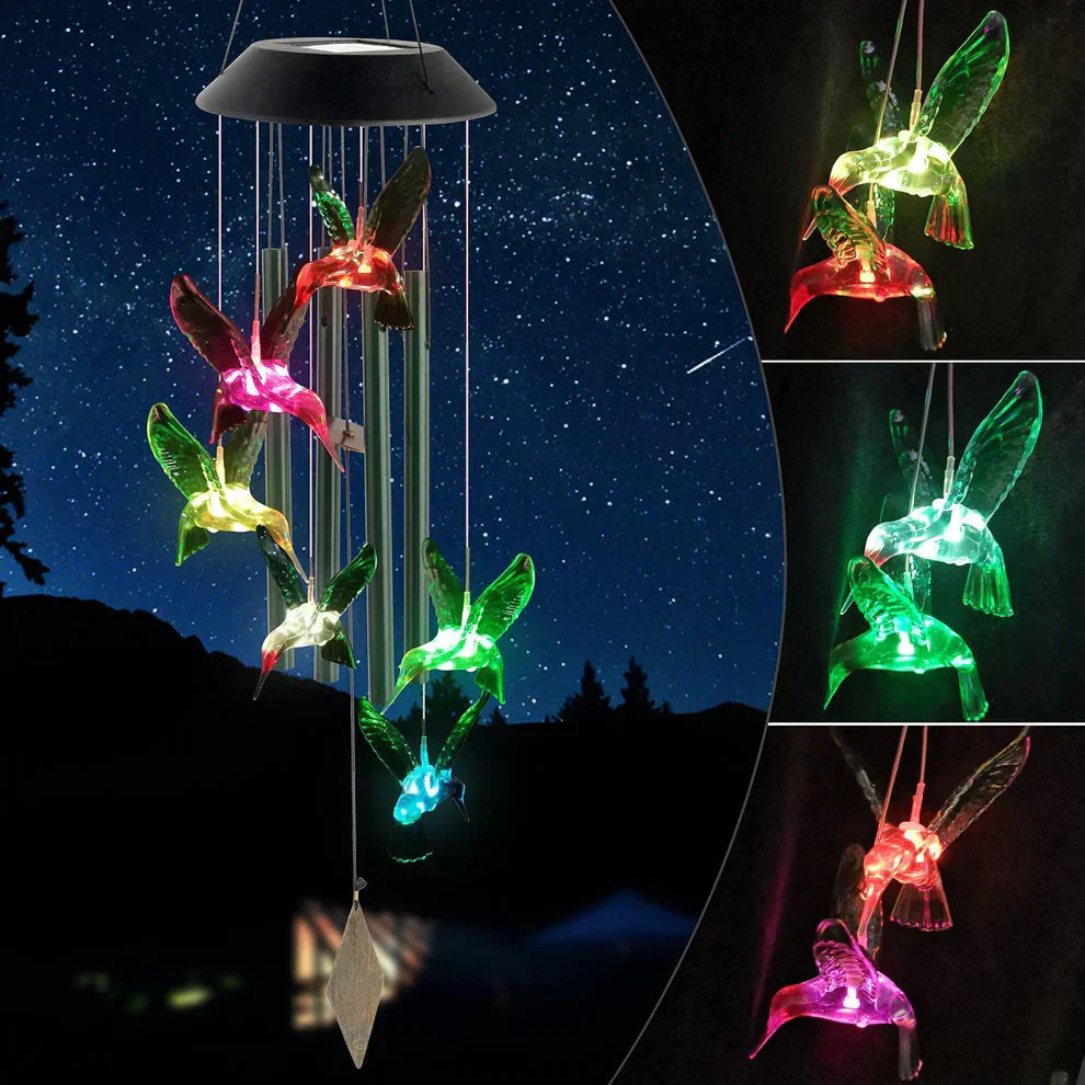 Solar Hanging Hummingbirds Chime