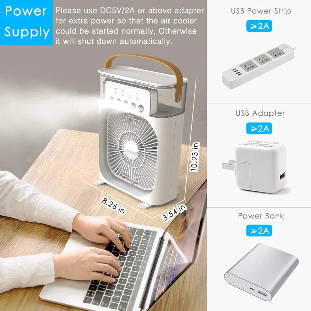 Portable Air Cooler Fan with RGB Lights