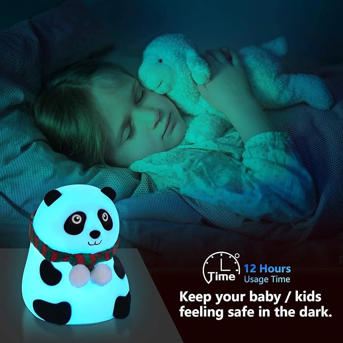 Cute Panda Night Light for Kids, 7-Color Changing Lamp