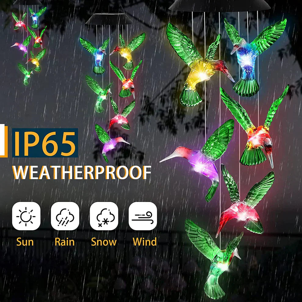 Solar Hanging Hummingbirds Chime