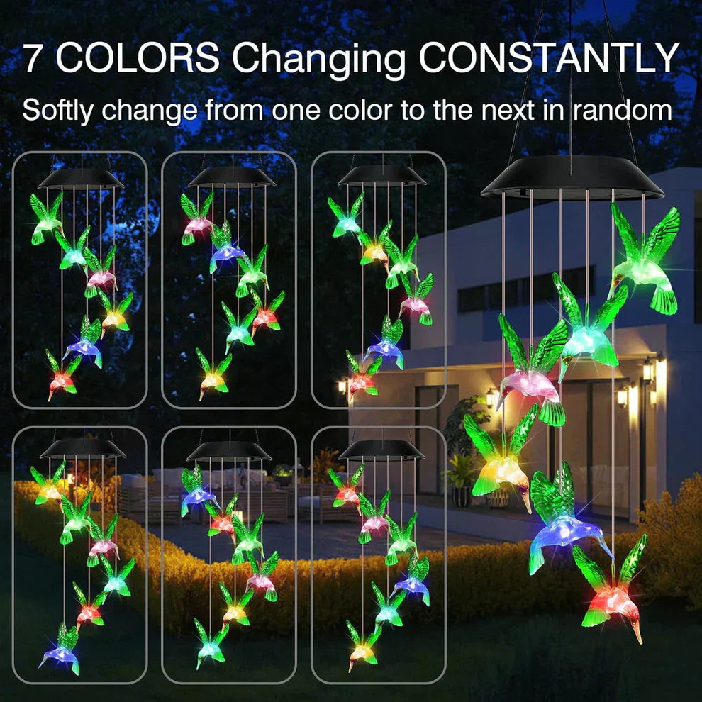 Solar Hanging Hummingbirds Chime