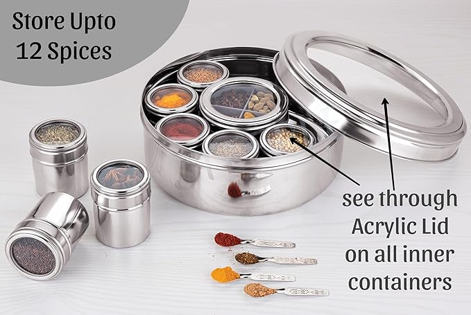 New 12 in 1 Stainless Steel Masala Box