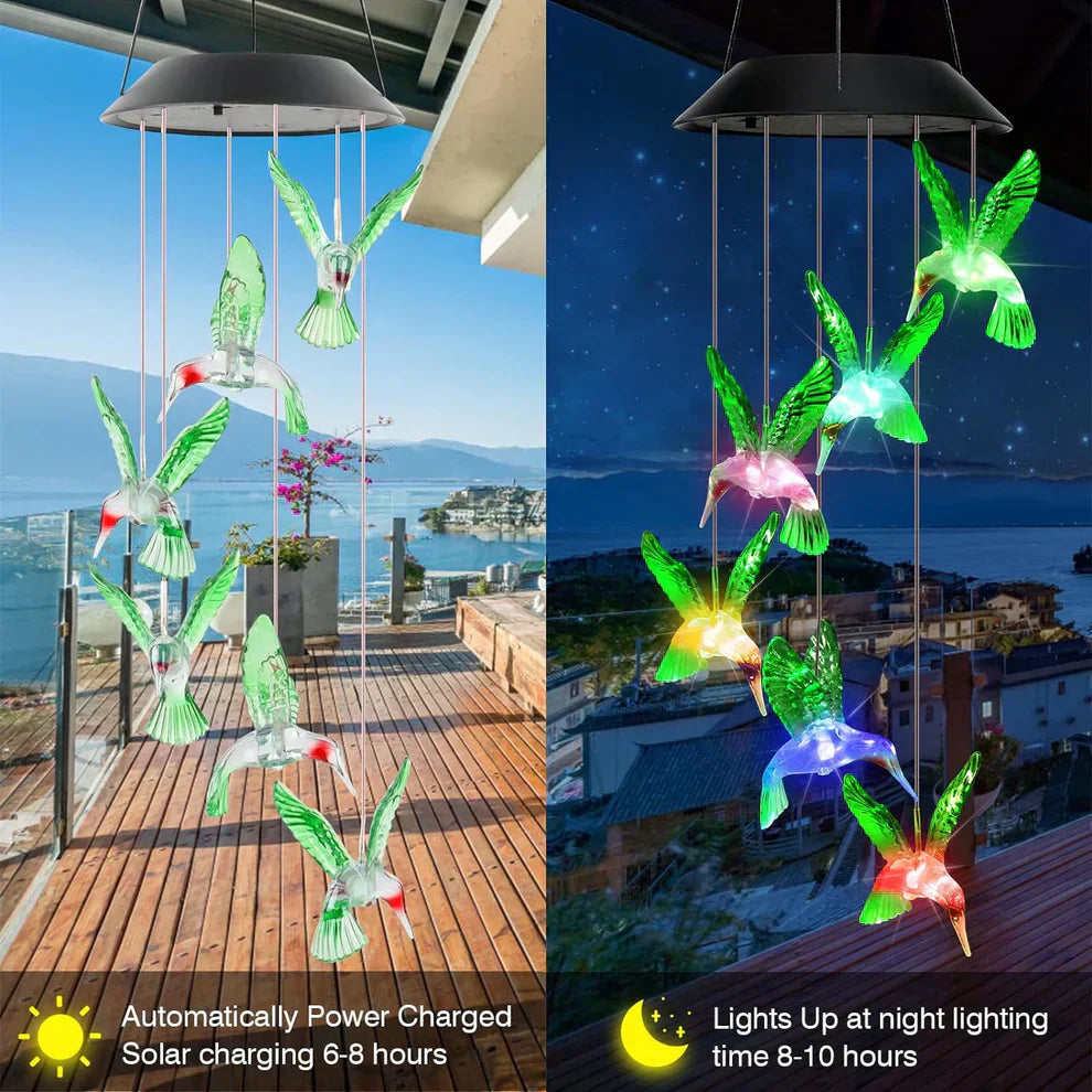 Solar Hanging Hummingbirds Chime
