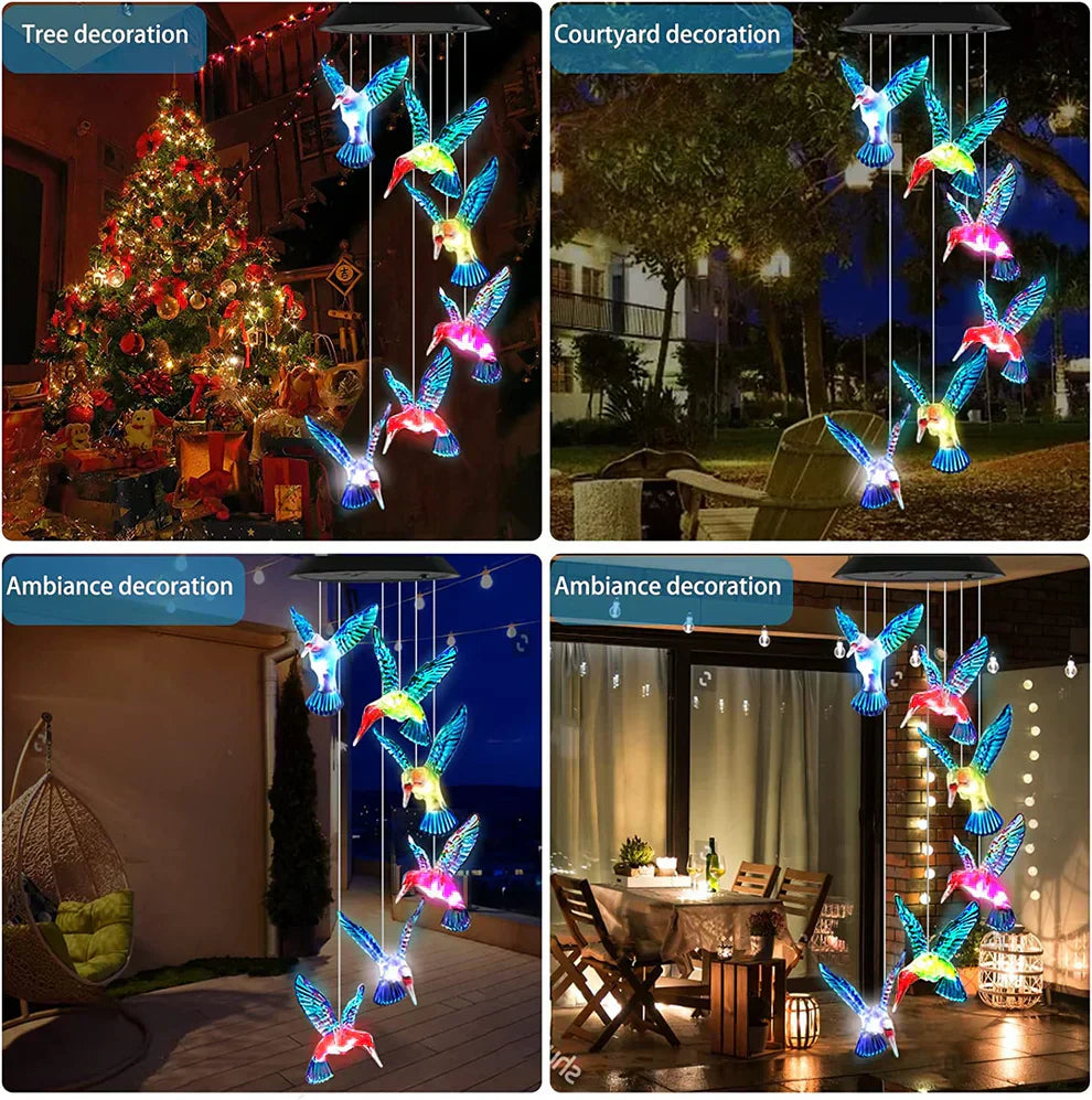 Solar Hanging Hummingbirds Chime