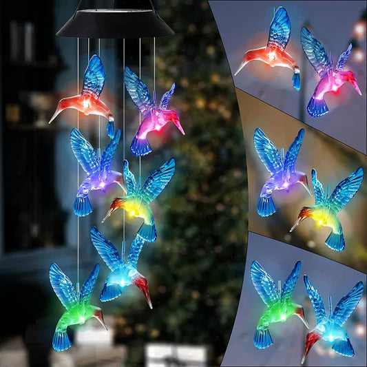 Solar Hanging Hummingbirds Chime